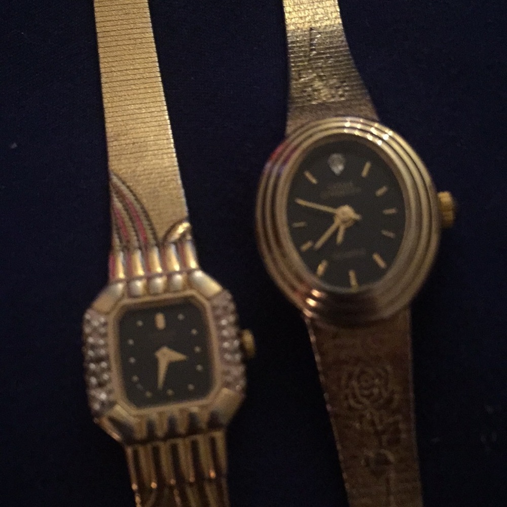 Two antique watches diamond accents
